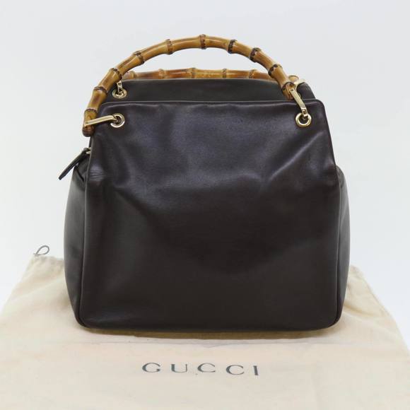 GUCCI Bamboo Hand Bag Leather Brown 000.0166.0580 Auth yk8566 - Picture 12 of 16